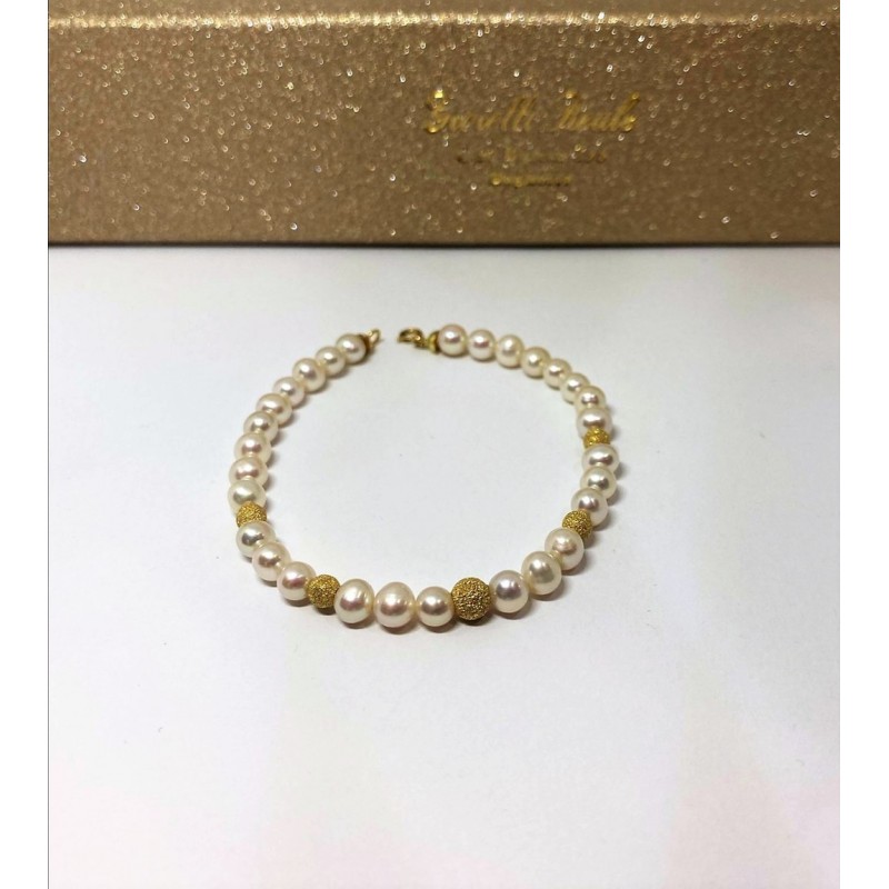 KIDULT Bracciale Family Con Perle Coltivate E Acciaio 316L - Idea Regalo Per Sorella